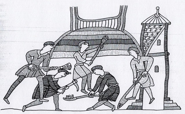 Turmhügel,Teppich von Bayeux,Umzeichnung aus "Die Motte", Detail