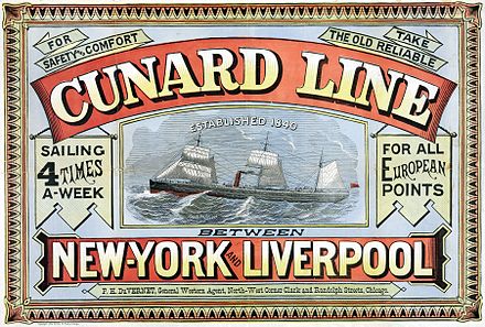 Cunard Line, New York-Liverpool, 1875
