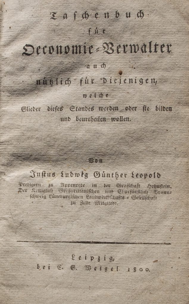 Taschenbuch für Oeconomie-Verwalter,Leipzig,1800