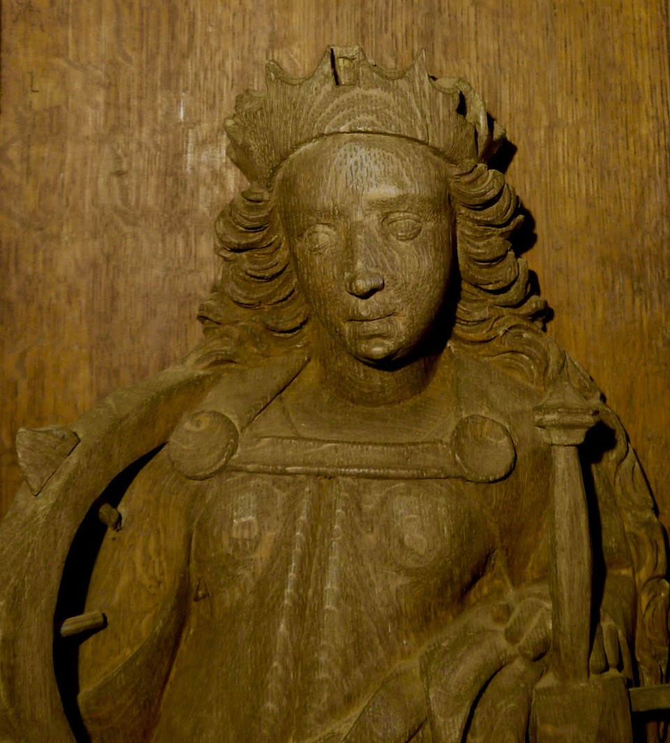 Flügelretabel, Stuer, spätmittelalterlich,Katharina von Alexandrien,Schreinnische