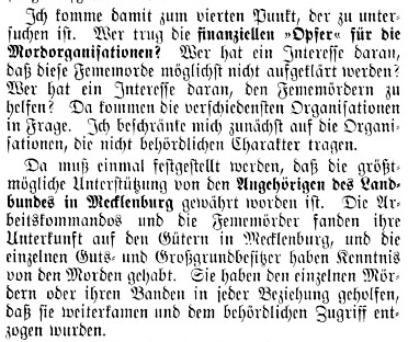 Untersuchungsausschuß zu Fememorden, Reichstag, 23.1.1926, hier: https://www.reichstagsprotokolle.de/Blatt2_w3_bsb00000072_00682.html