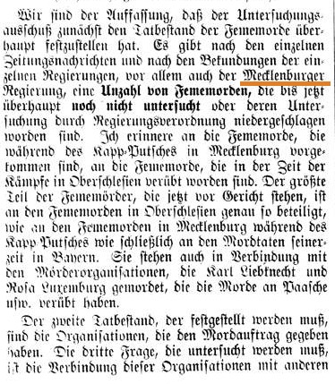 UA Untersuchungsausschuß zu Fememorden, Reichstag, 23.1.1926, hier: https://www.reichstagsprotokolle.de