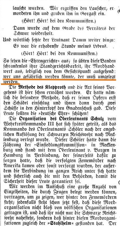  Untersuchungsausschuß zu Fememorden, Reichstag, 23.1.1926,