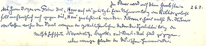 Hübener, M., damals Pfarrer und Probst in Satow, 26.5.1958, persönliche Aufzeichnungen,