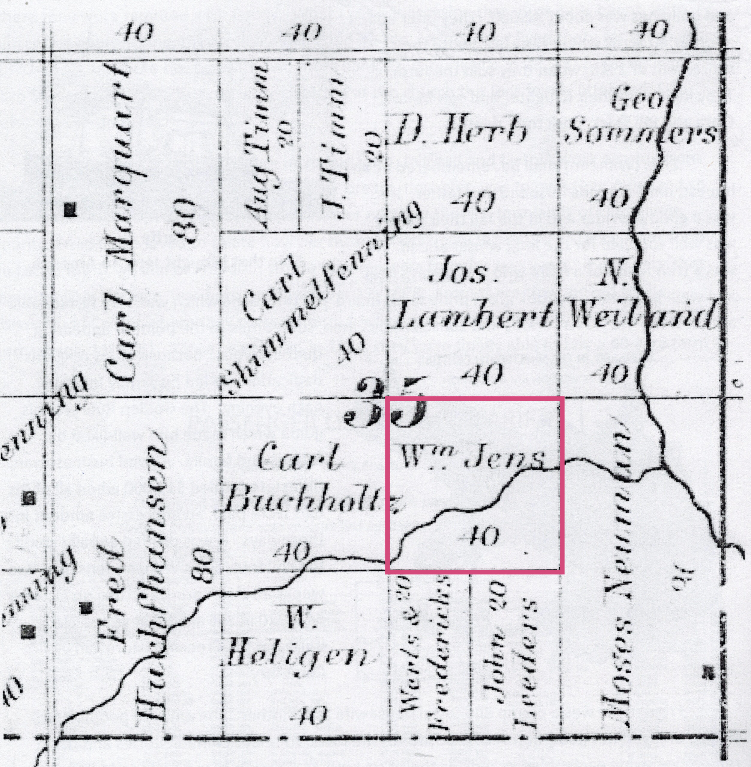 Grundstückseinteilung,USA,1889 Town of Black Creek Sektion 35,