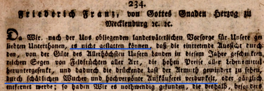 Maßnahmen gegen Wucher, 28.6.1817