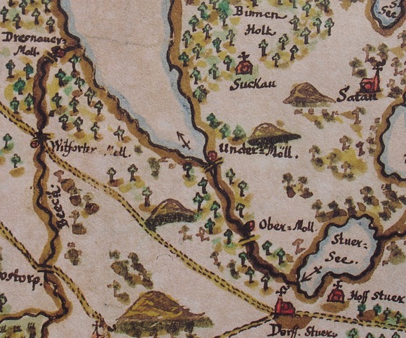 Atlas Hoinkhusen,1700,Ausschnitt, Mühlen Stuer