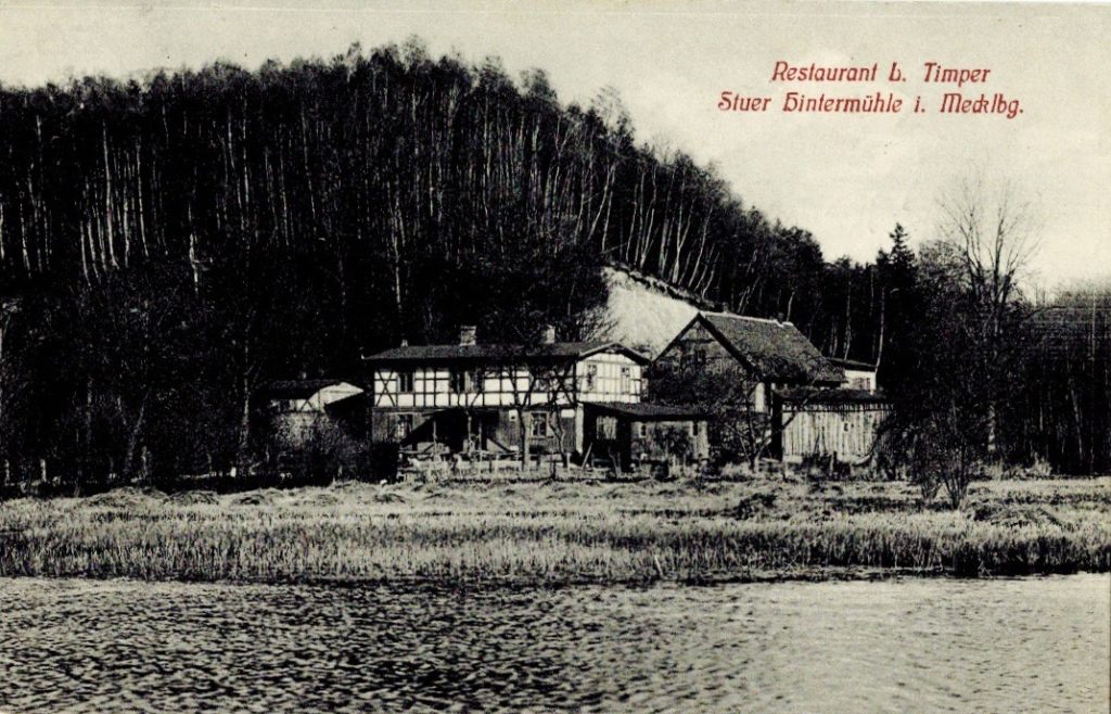 Schankwirtschaft Timpert, Stuer Hintermühle, Postkarte um 1900