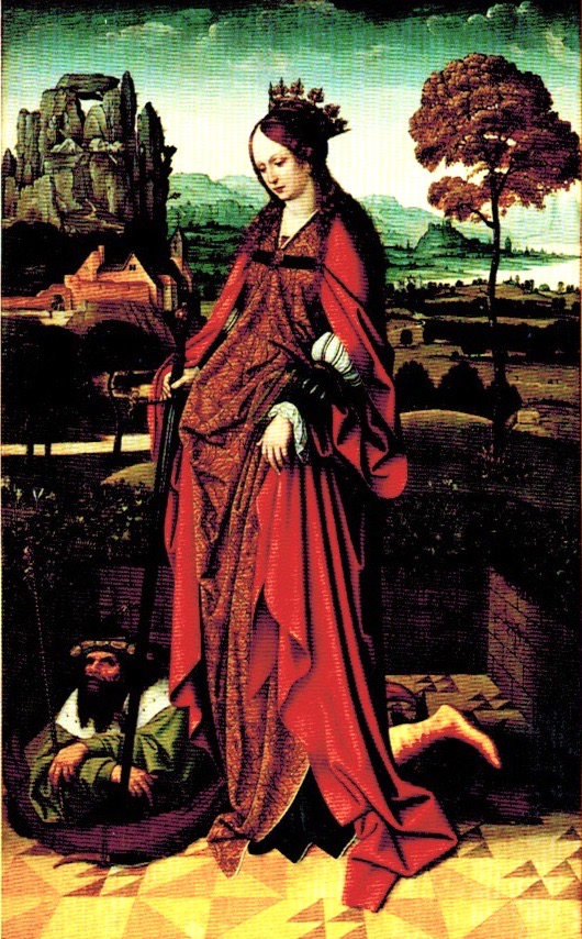Hochaltar, Pfarrkirche Güstrow, Flügel,Katharina von Alexandrien als Siegerin