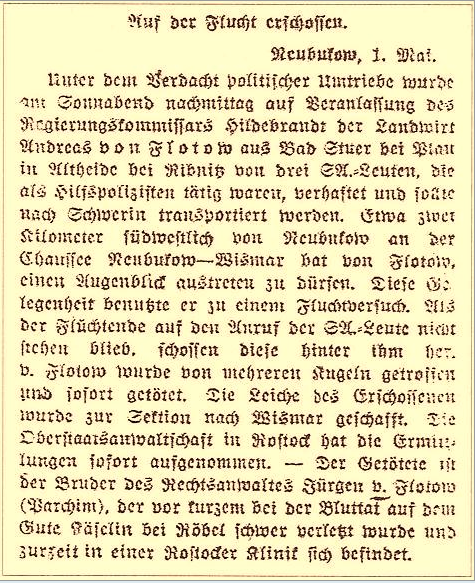 Mecklenburgische Zeitung, 1.Mai,1933
